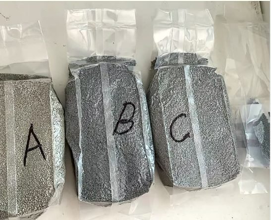 Bentonite granule sample bags for formula comparison